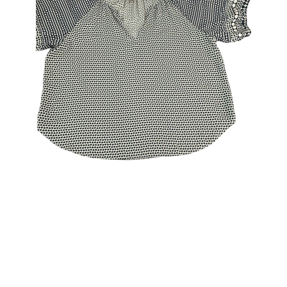 Philosophy 2X Blue White Heart Print Blouse Boho Peasant Top Elastic Sleeve - Picture 4 of 12